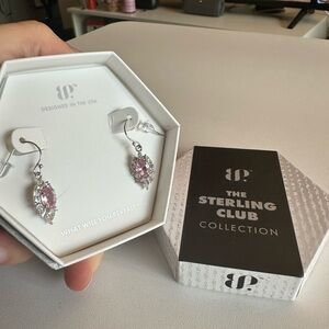 The Sterling Club Pink Crystal Drop Earrings in Sterling Silver
